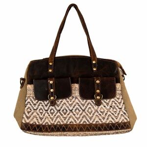 ✔️Myra Bag Brown Cream Patterned Satchel Bag